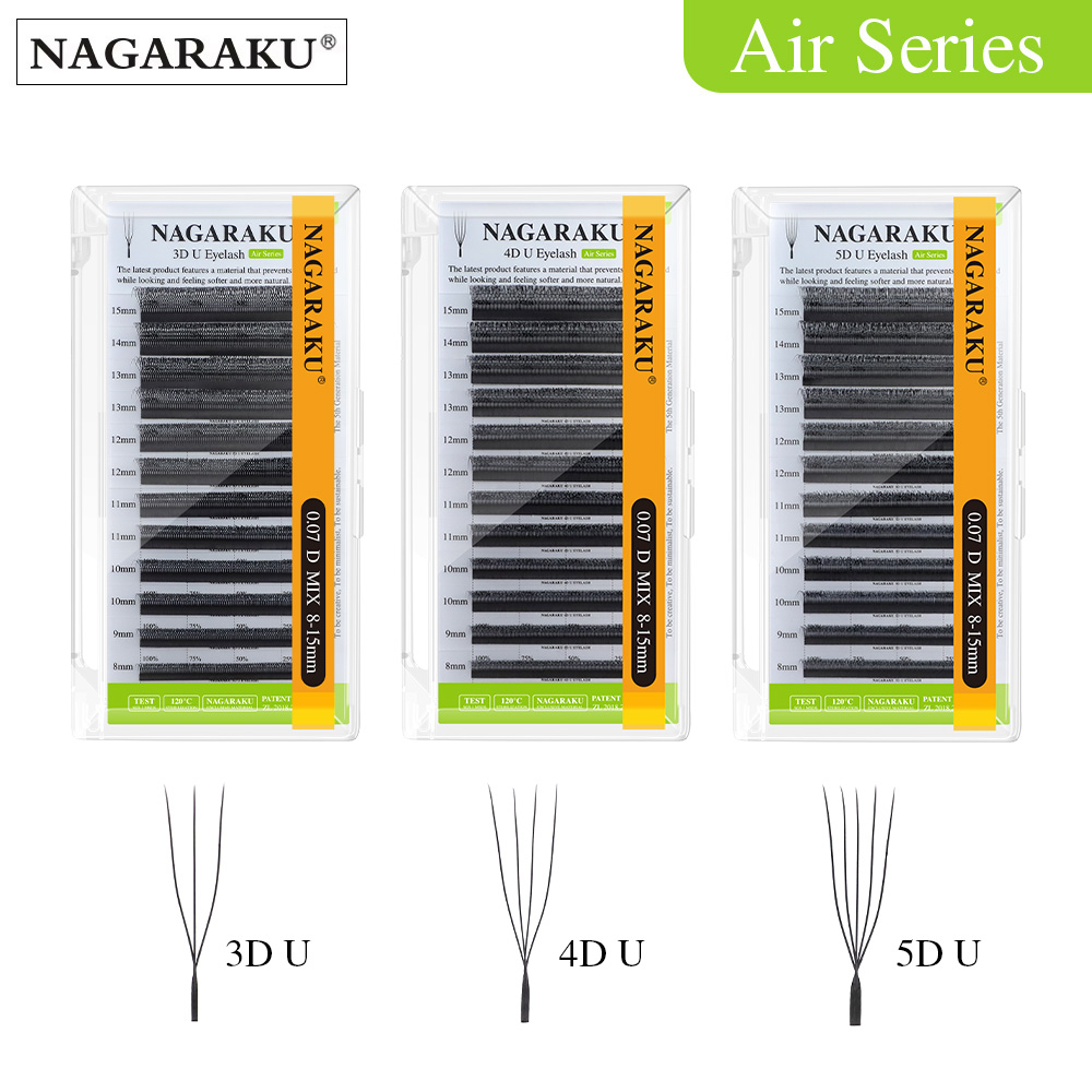 Eyelash Extension Human Hair - NAGARAKU U Shape 3D/4D/5D Soft Light