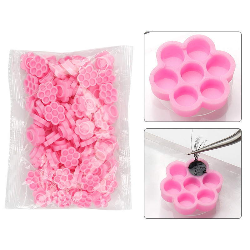 Eyelash Extension Look - 100 Pcs Pink Flower Glue Delay