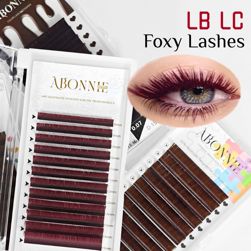 Eyelash Extension Russian - LB LC Burgundy Lashes Wine Red