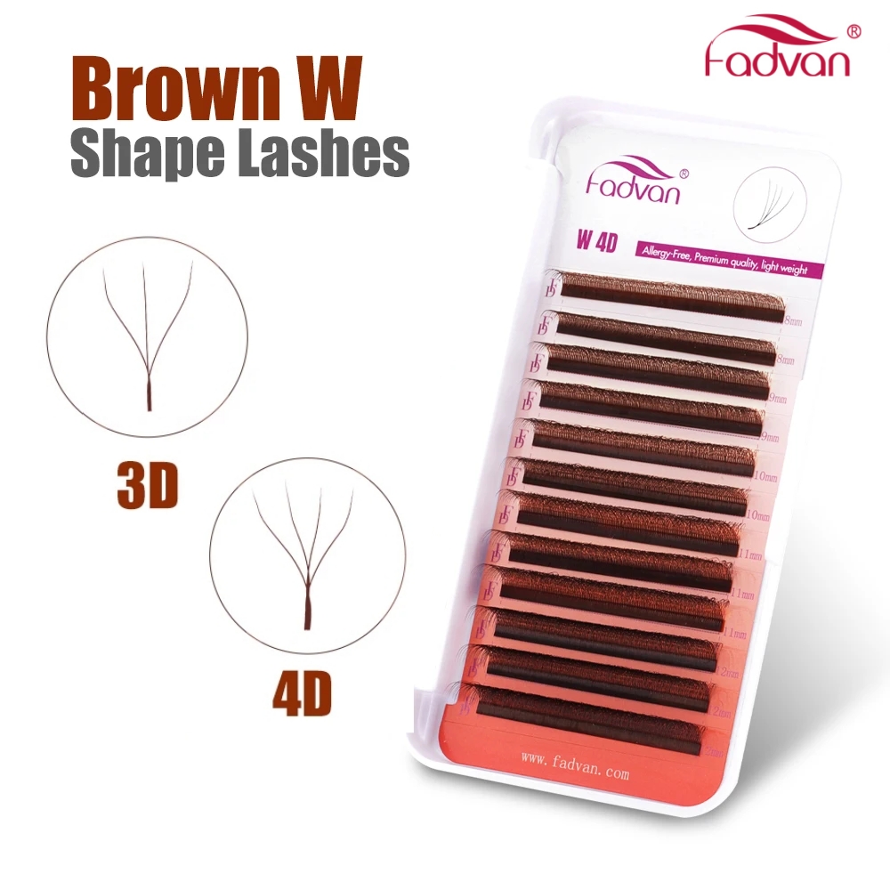 Eyelash Extension Human Hair - FADVAN Brown 3D/4D W Shape D
